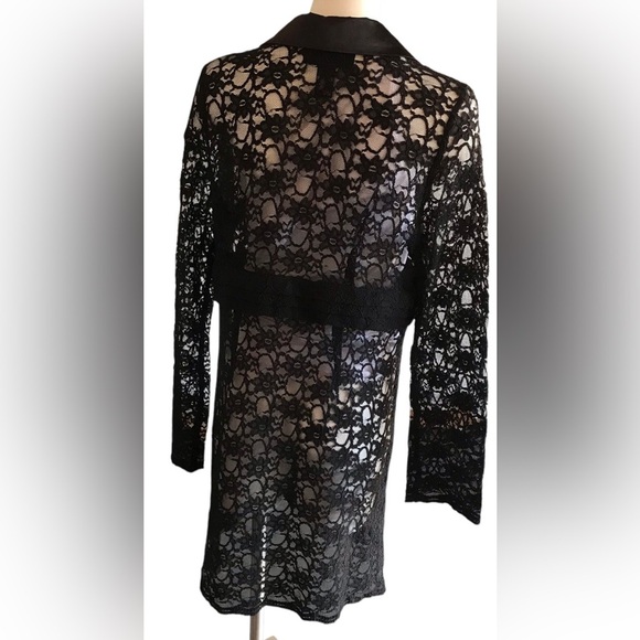 Susan Graver Sheer Lace Duster Jacket Black Size XL - Picture 5 of 12
